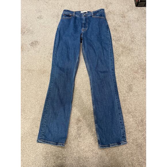 Abercrombie & Fitch Women's 90's Slim Straight Ultra High Rise Jeans Dark Blue 8 - Picture 2 of 8